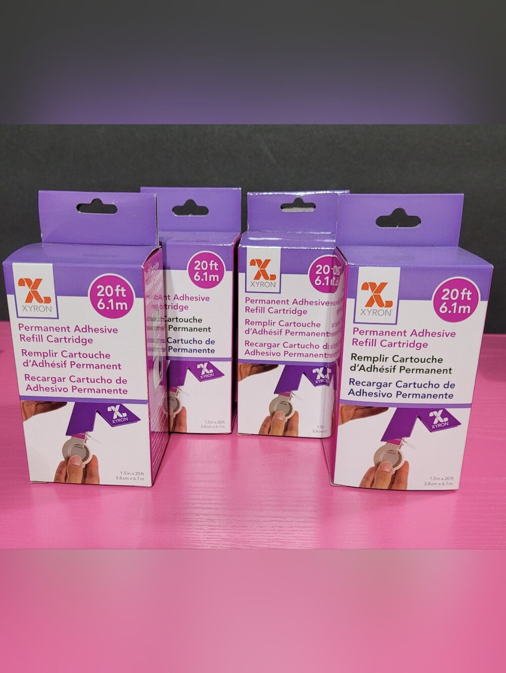 Xyron Craft Permanent Adhesive Refill Cartridge 1.5" X 20 Ft Set 4 (1000/1002)